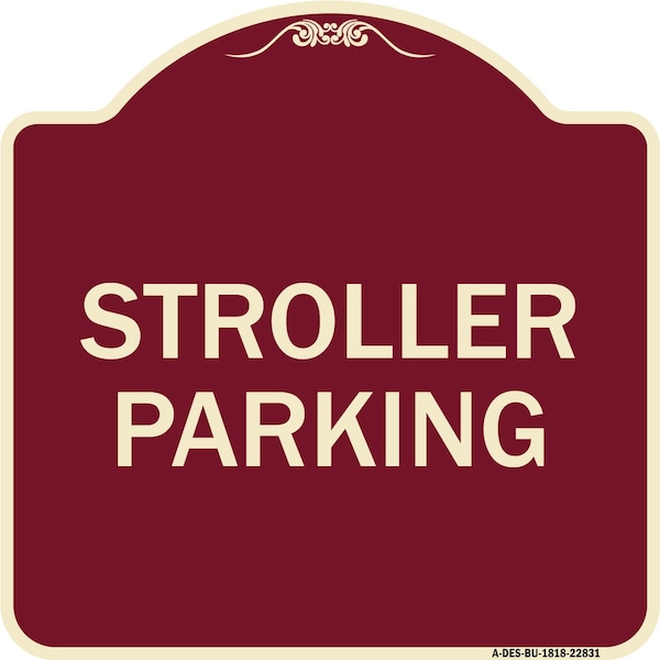 Signmission Designer Series Sign Stroller Parking, Burgundy Heavy-Gauge Aluminum Sign, 18" x 18", BU-1818-22831 A-DES-BU-1818-22831 - main